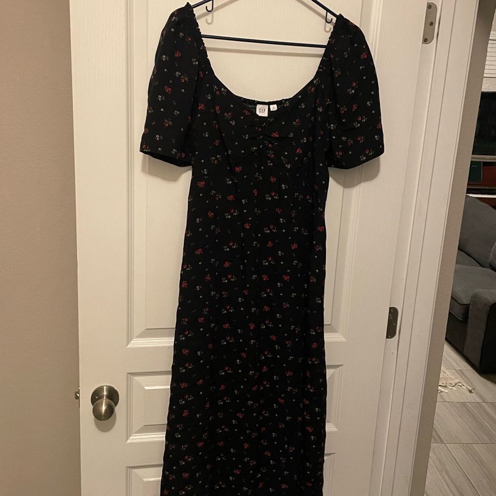 GAP Black Puff Sleeve Maxi Sundress